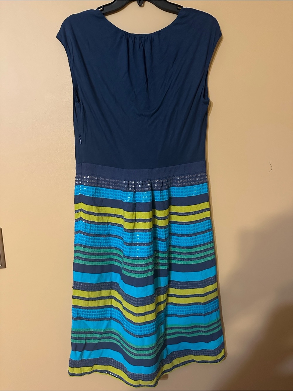 Boden Navy and Teal sequin embellished Striped Women's Dress